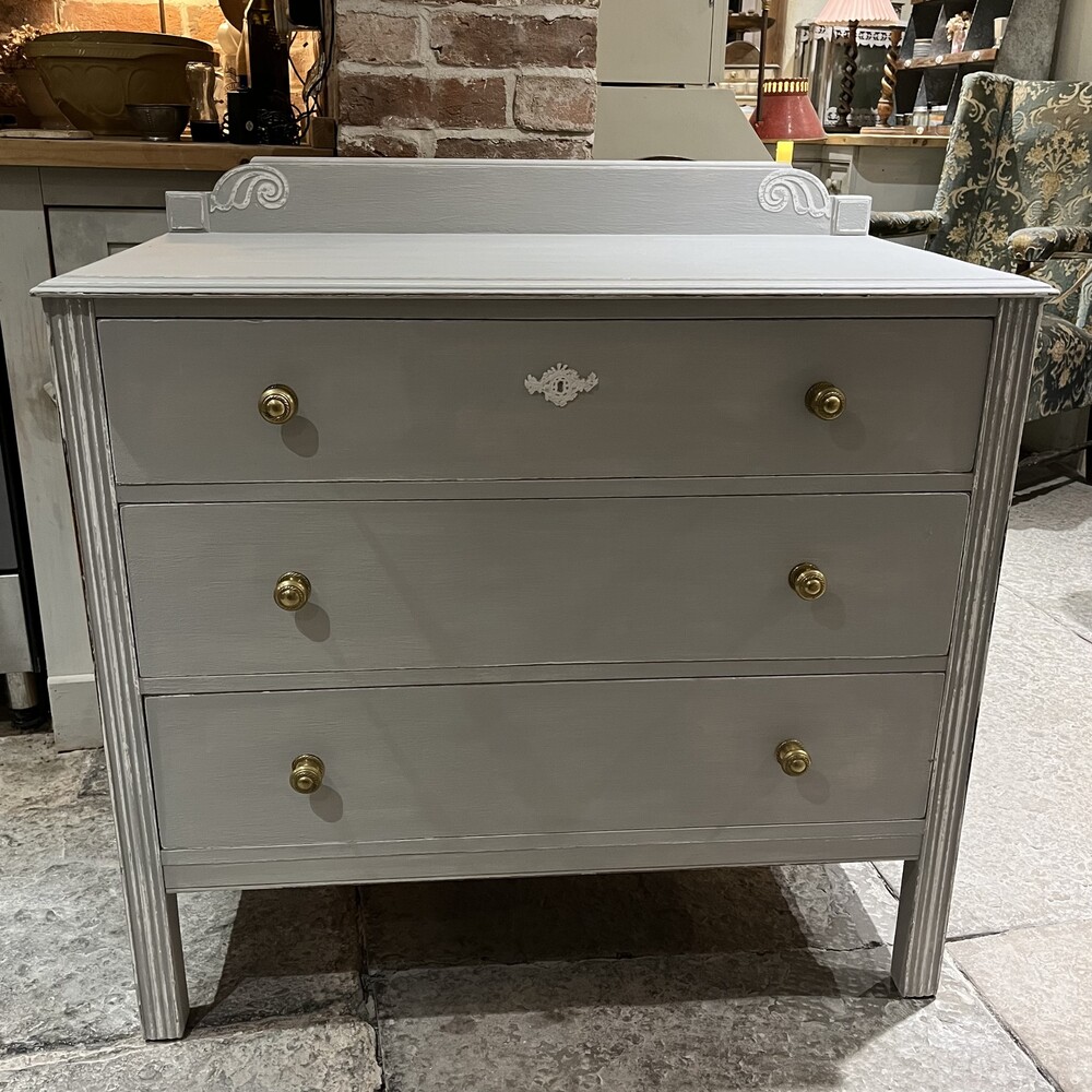 Grey Hand Painted Romantic Country Chic Style Vintage 3 Drawer Chest of ...