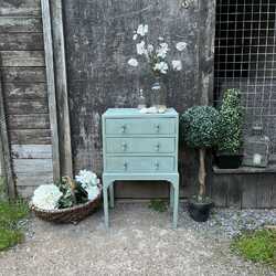 Duck Egg Blue Hand Painted Vintage 1930s Retro Style 3 Drawer Bedside Table
