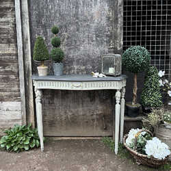 Grey Painted French Country Gustavian Style Ornate Vintage Console Hall Table