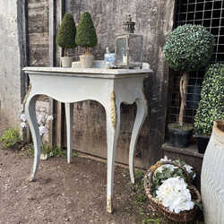 Grey Painted Ornate Rustic Vintage French Country Chic Style Console Table Desk