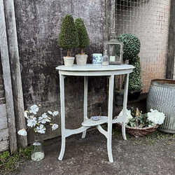 Oval Grey Hand Painted Classic Regency Style Vintage Side Table Bedside Table