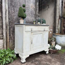 Rustic Grey Painted Vintage Country Style Black Top Cabinet Cupboard Basin Base