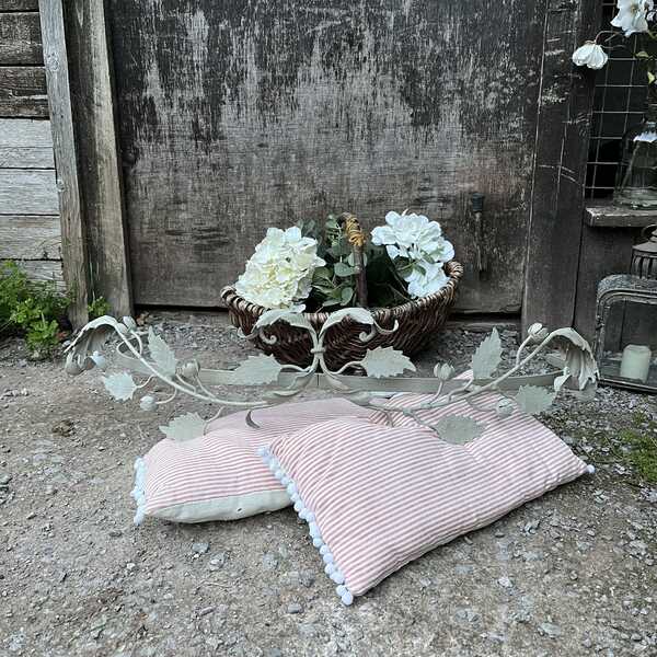 Vintage Ornate Grey Hand Painted Metal French Country Brocante Style Bed Canopy